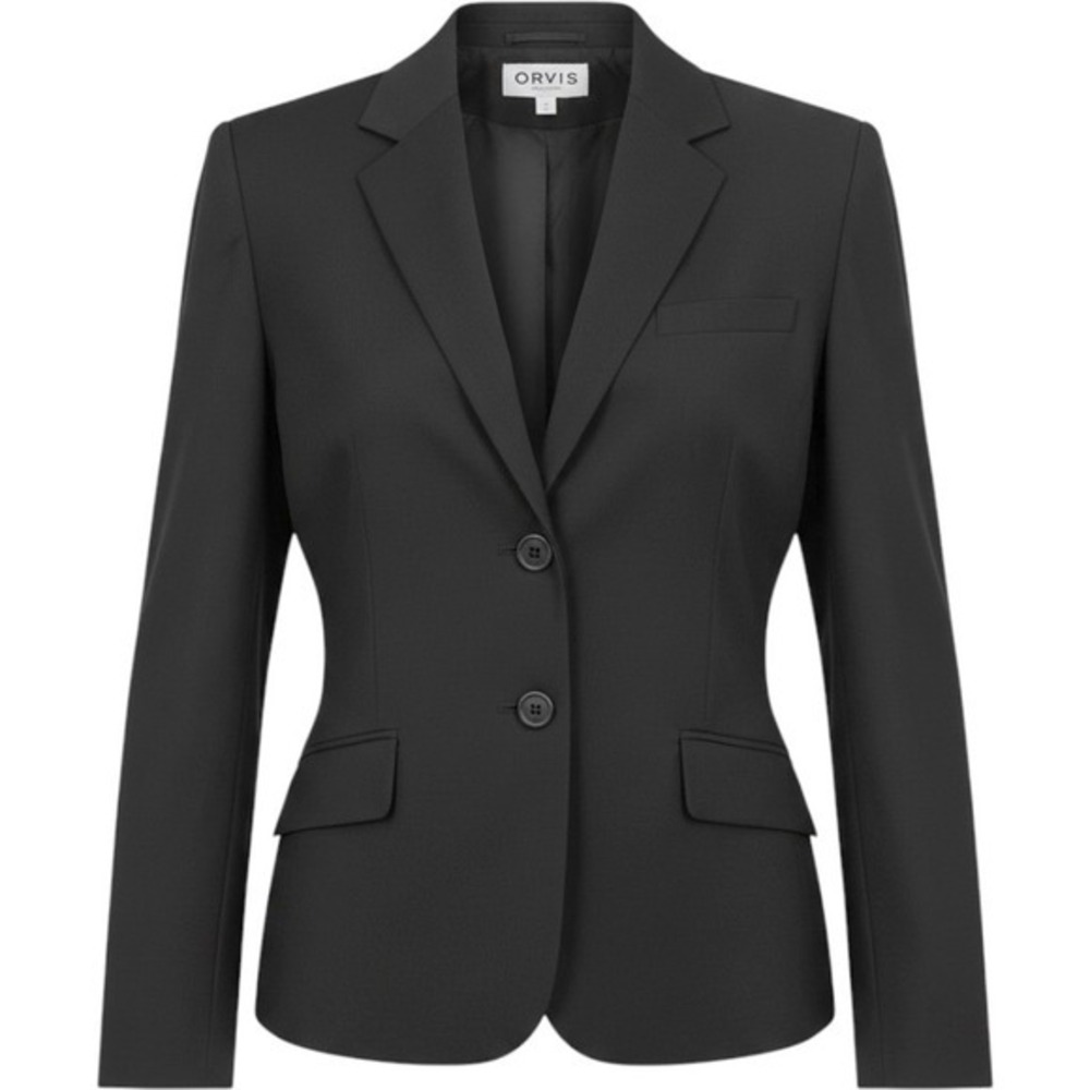 Orvis Womens Black Wool Blend 3 Button Blazer Jacket Made in USA Size 10